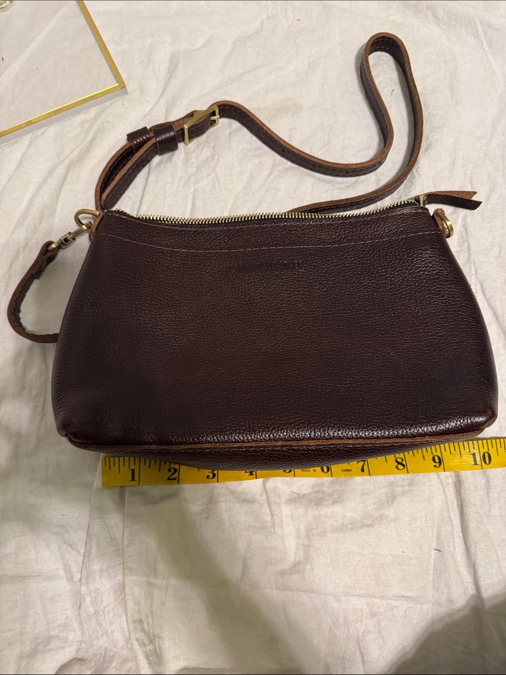 Portland leather Classic Pebbled Leather Crossbody Bag in Dark Brown